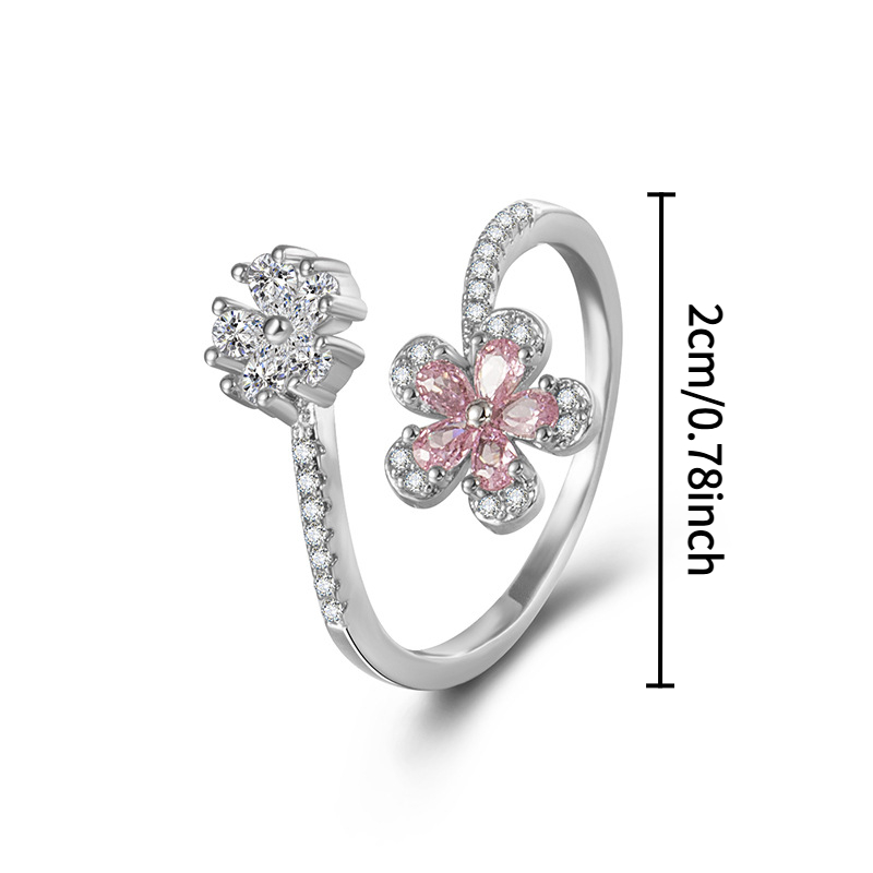 Women's Adjustable Cherry Blossom Pink Gem Ring